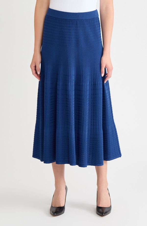 ミソック レディース ボトムスカート リブニット マキシ Misook Flared Rib Knit Maxi Skirt Lazuli Blue ブルー