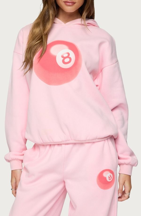 アディクテッド レディース アウター パーカー・スウェット EDIKTED Lucky 8 Oversize Hoodie LightPink ピンク