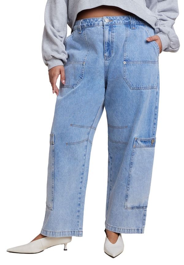 エロクイ レディース ボトムス デニムパンツ ローライズ ELOQUII Low Rise Pocket Detailoose Jean Light Wash