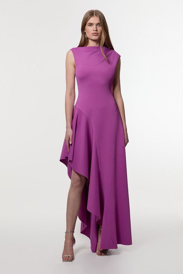 カレンミレン レディース トップス ワンピース マキシ Karen Millen Waterfall Hemaxi Dress Purple パープル