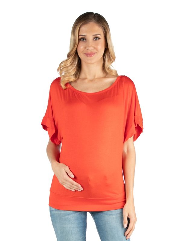 24 セブンコンフォート レディース トップス シャツ マタニティ 24seven Comfort Apparel Maternity Loose Fit Dolman Top with Wide Sleeves Carrot