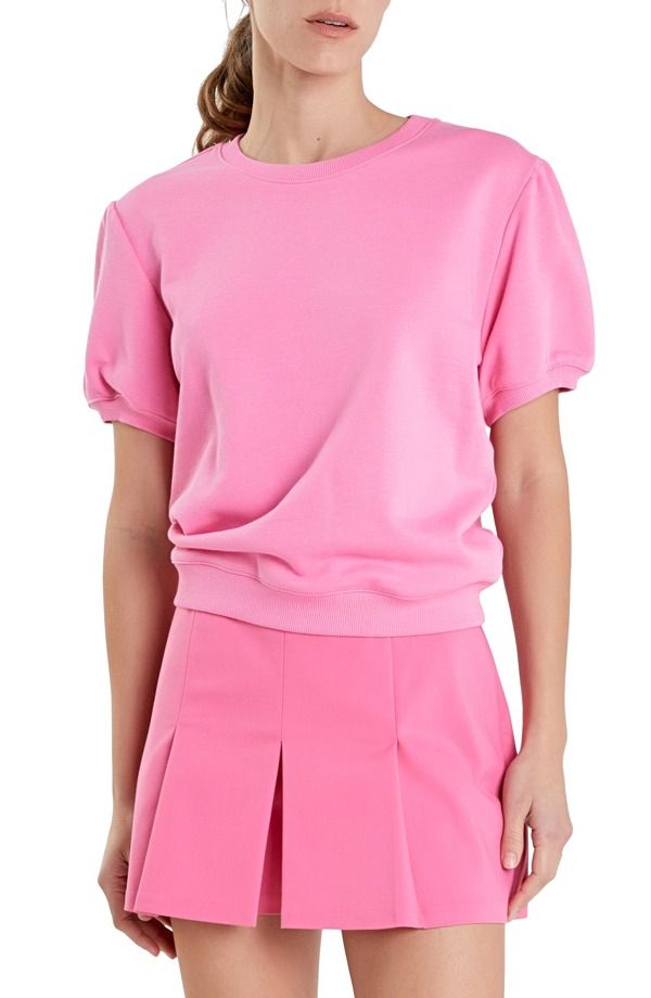イングリッシュファクトリー レディース アウター パーカー・スウェット パイル シャツ English Factory Short Sleeve French Terry Sweatshirt Pink ピンク