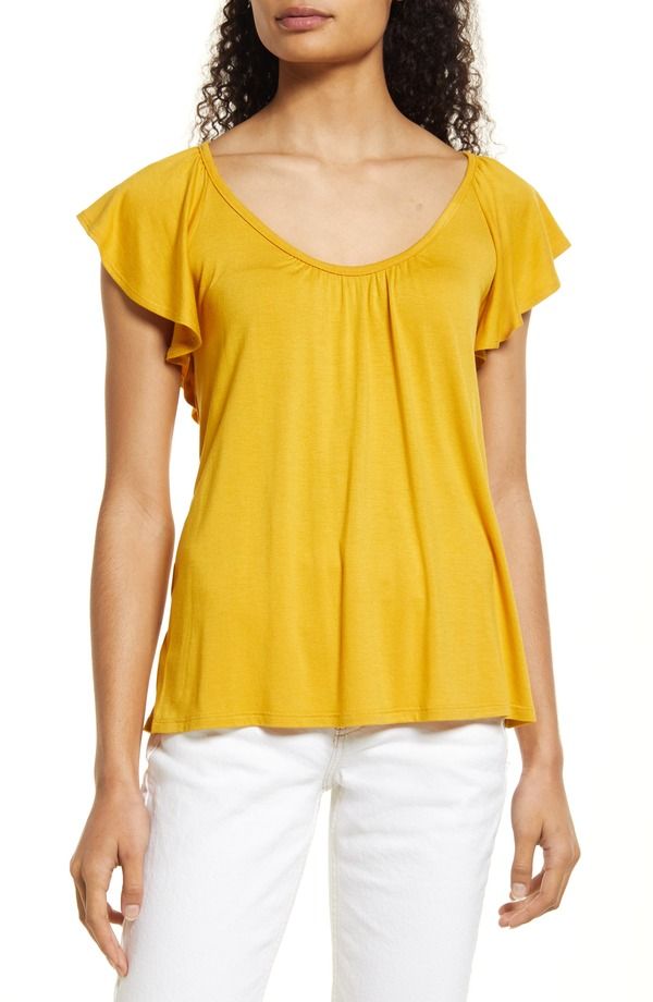 ラブアペラ レディース トップス シャツ Loveappella Flutter Sleeve Top Sunflower