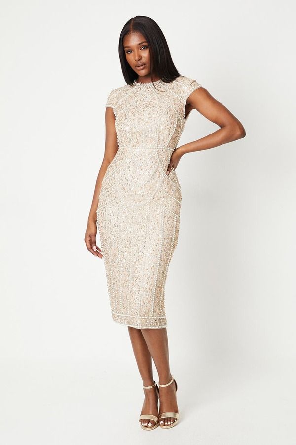 コースト レディース トップス ワンピース Coast Embellished Pencil Dress Champagne シャンパン