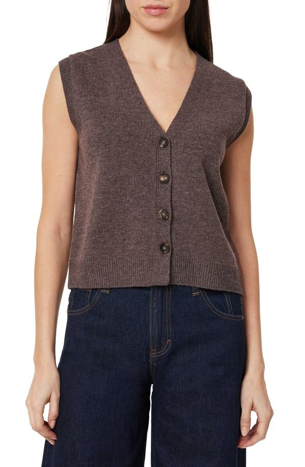 ハビチュアル レディース アウター パーカー・スウェット ベスト セーター Habitual ButtonUp Sweater Vest Chocolate Heather ヘザー
