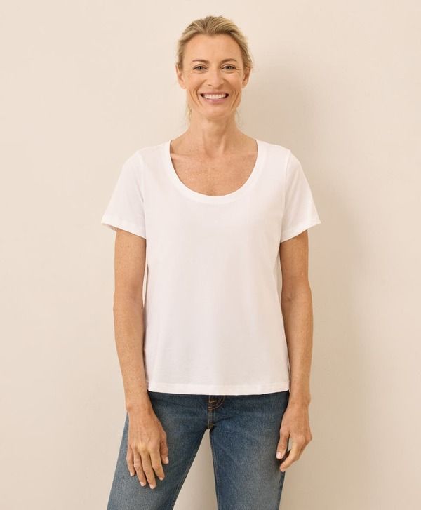 パクト レディース トップス Tシャツ コットン Pact Organicotton Softspun Scoop Neck Tee White ホワイト