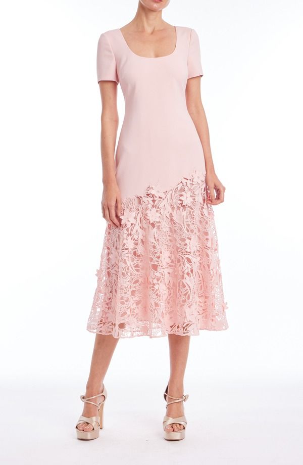 バッドグレイミッシカ レディース トップス ワンピース フラワー柄 レース フラワー Badgley Mischka Collection Mixed Media Floralace Cocktail Dress Blush ブラッシュ