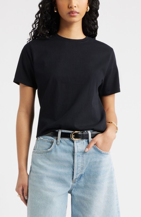 オープンエディット レディース トップス Tシャツ Open Edit Boyfriend TShirt Black ブラック