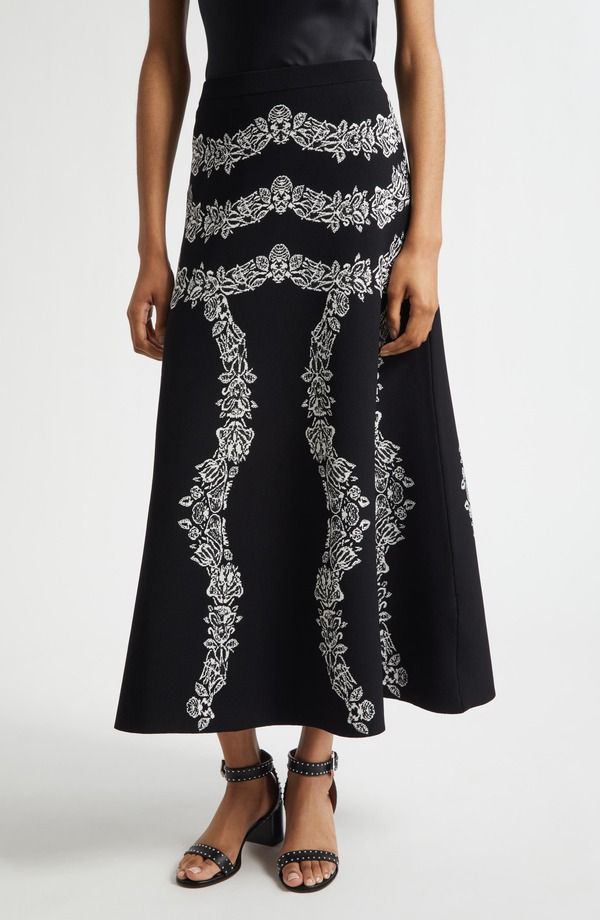 ウラ・ジョンソン レディース ボトムスカート マキシ Ulla Johnson Valencia Jacquard Maxi Skirt Noir
