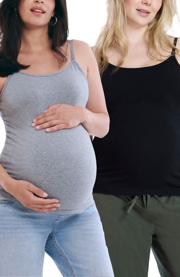 マザーフッドマタニティー レディース トップス シャツ ダウン MOTHERHOOD MATERNITY Clip Downursing Tank Top Cami Grey Black ブラック