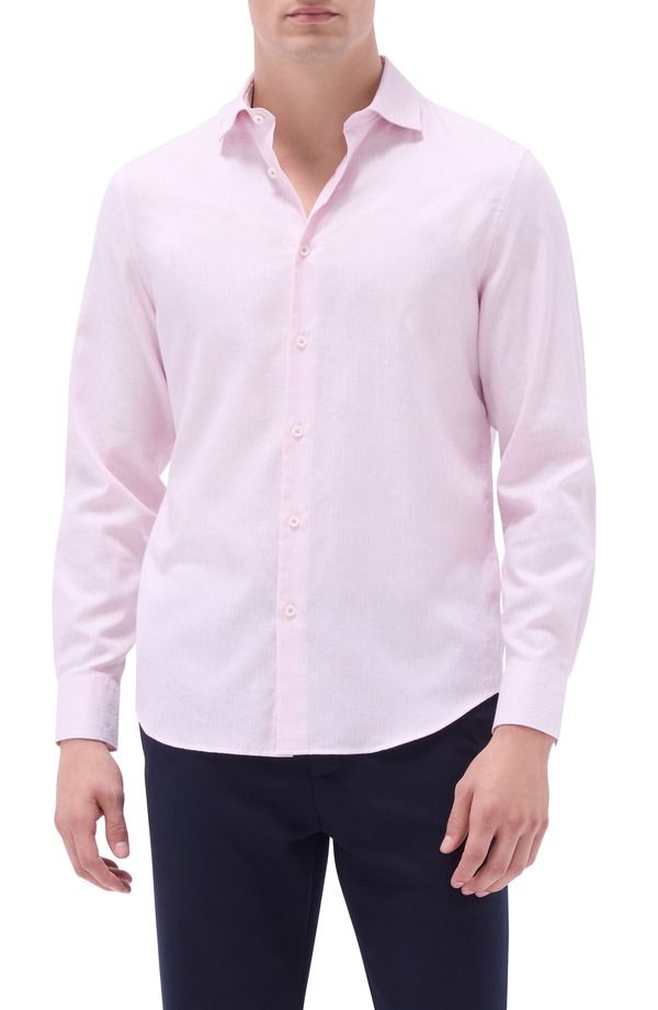 ブガッチ メンズ トップス シャツ フラワー柄 コットン フラワー Bugatchi Axel Floral Jacquard Cotton ButtonUp Shirt Dusty Pink ピンク