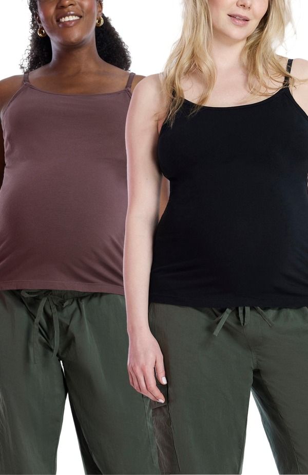 マザーフッドマタニティー レディース トップス シャツ ダウン MOTHERHOOD MATERNITY Clip Downursing Tank Top Cami French Roast Black ブラック