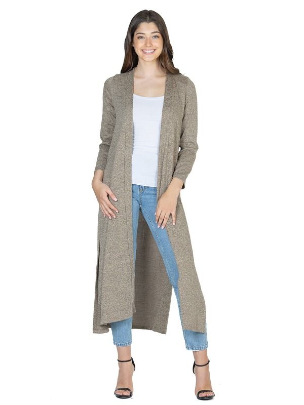24 セブンコンフォート レディース アウター ジャケット・ブルゾン カーディガン ニット 24seven Comfort Apparel Womens Long Duster Open Front Knit Cardigan Taupe トープ
