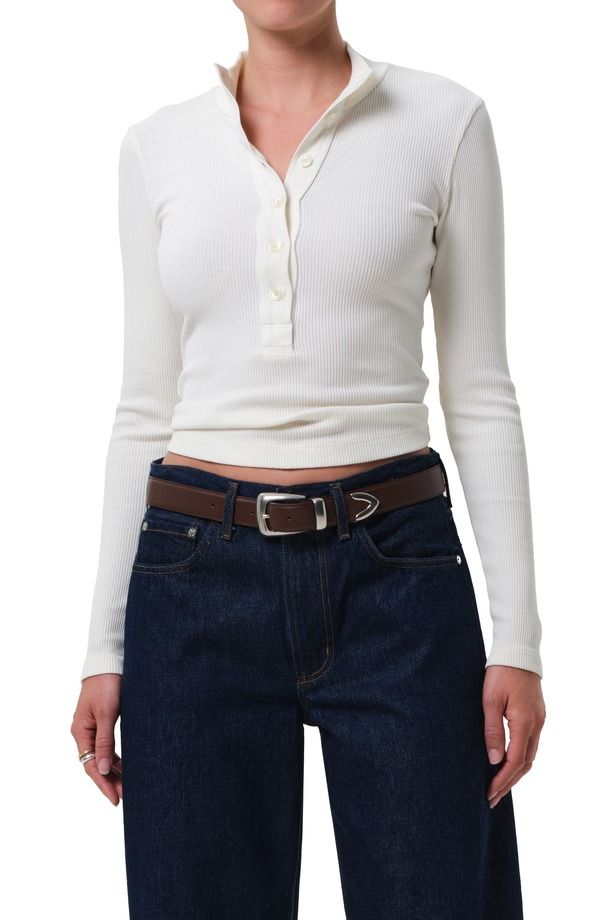 シチズンズ オブ ヒューマニティ レディース トップス ポロシャツ Citizens of Humanity Sheena Long Sleeve Rib Polo Pashmina Off W