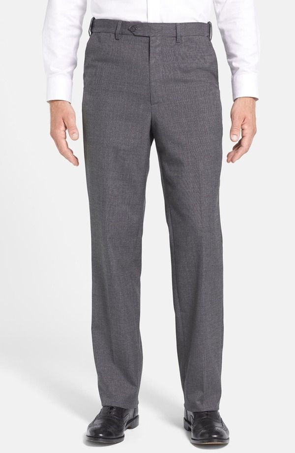 ベール メンズ ボトムス カジュアルパンツ Berle Self Sizer Waist Plain Weave Flat Front Washable Trousers Medium Grey グレー