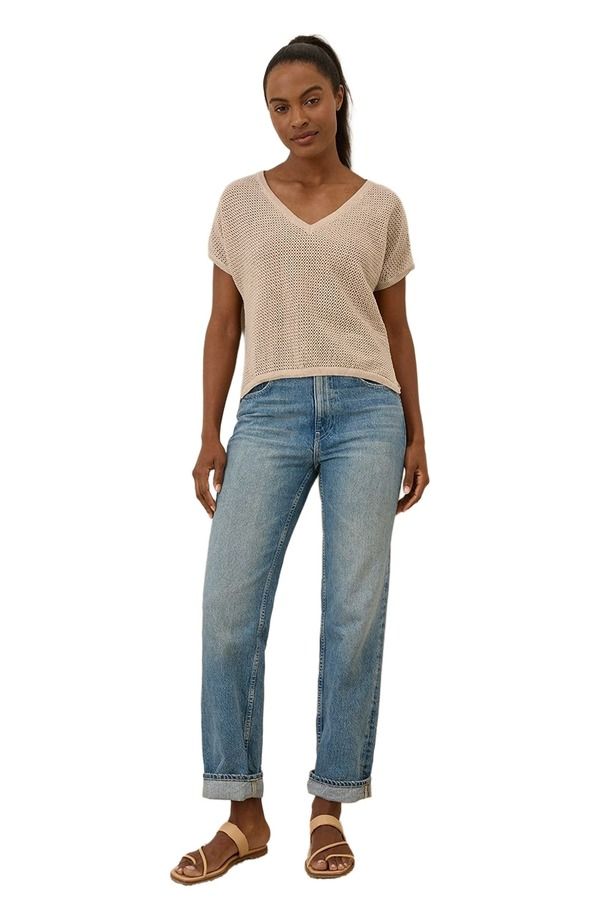 パクト レディース アウター パーカー・スウェット Vネック コットン リネン Pact Beachside Linen VNeck Top Made with Organicotton Sandshell
