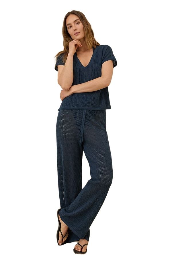 パクト レディース アウター パーカー・スウェット Vネック コットン リネン Pact Beachside Linen VNeck Top Made with Organicotton French Navy ネイビー