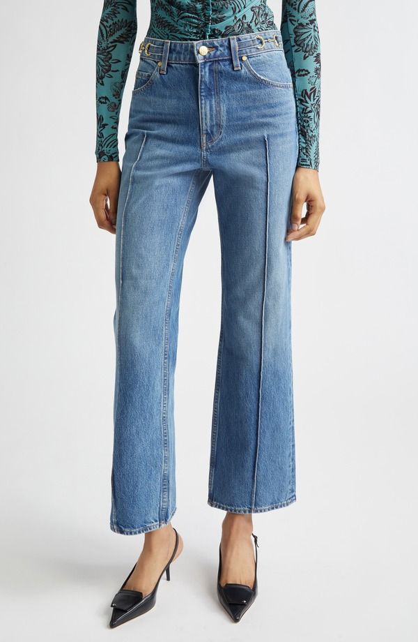 ウラ・ジョンソン レディース ボトムス デニムパンツ ストレート ジーンズ Ulla Johnson Agatha Mid Rise Straight Leg Jeans Danube