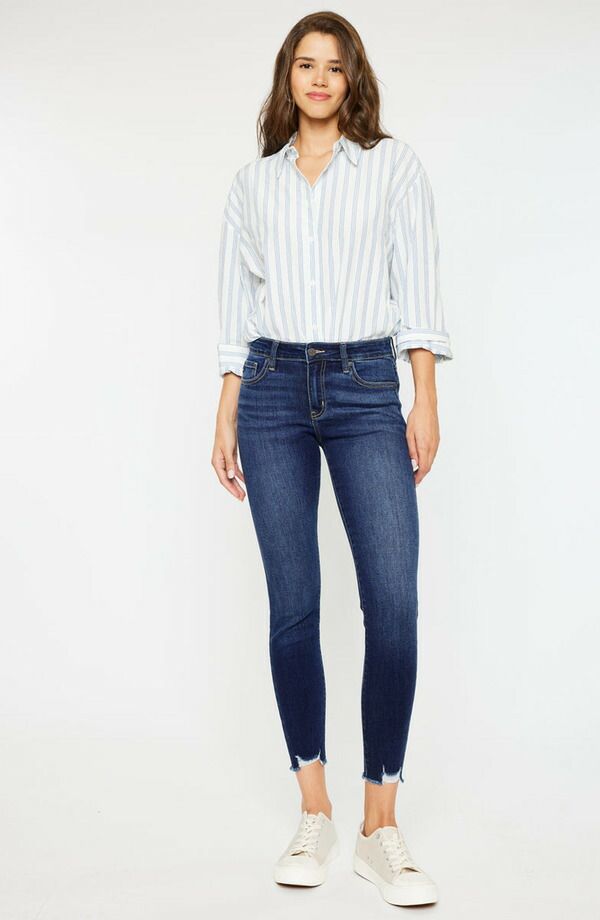 カンクン レディース ボトムス デニムパンツ アンクル ジーンズ KanCan Willowbrook Essentials Mid Rise Ankle Skinny Jeans Dark Wash