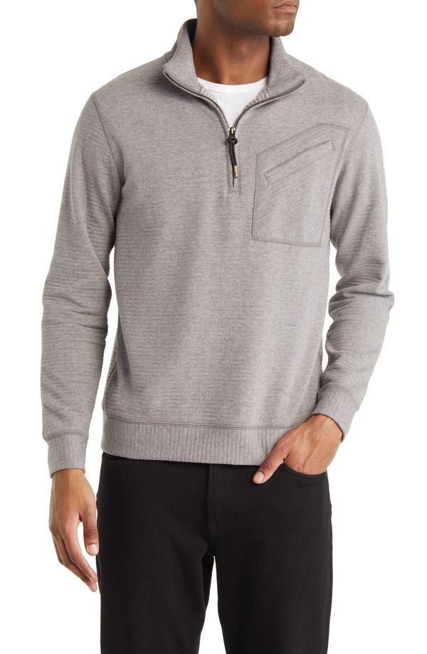 ビリーレイド メンズ アウター パーカー・スウェット ハーフジップ キルティング Billy Reid Quilted Half Zipullover Medium Grey グレー