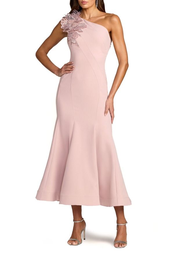 マックダガル レディース トップス ワンピース クレープ ミディ Mac Duggal One Shoulder Crepe Trumpet Midi Dress Rose