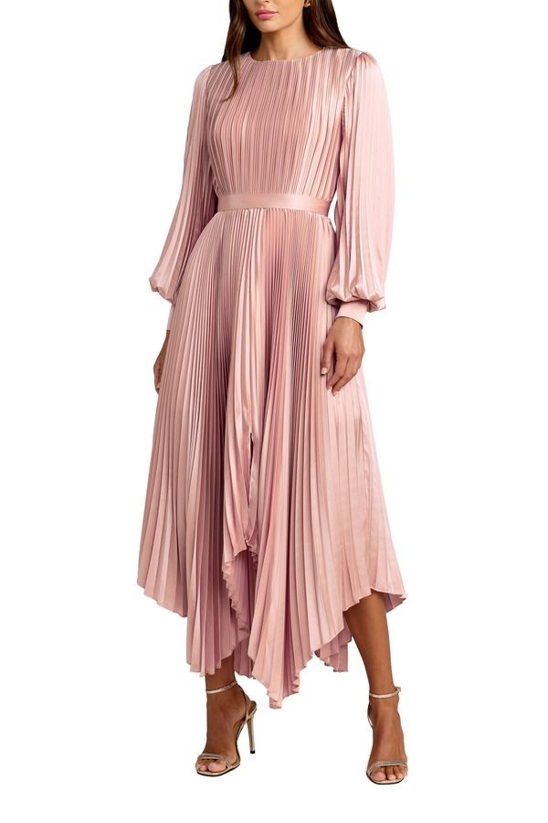 マックダガル レディース トップス ワンピース プリーツ Mac Duggalong Sleeve Pleated Charmeuse Handkerchief Dress Blush ブラッシュ