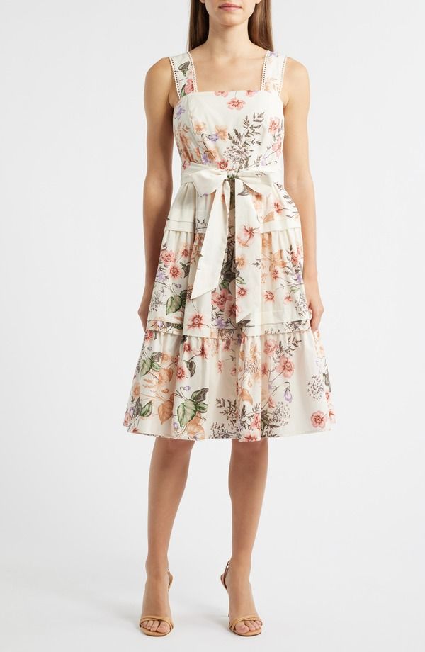 アンクライン レディース トップス ワンピース ティアード ノースリーブ Anne Klein Sleeveless Tieredress White Dove Multi ホワイト