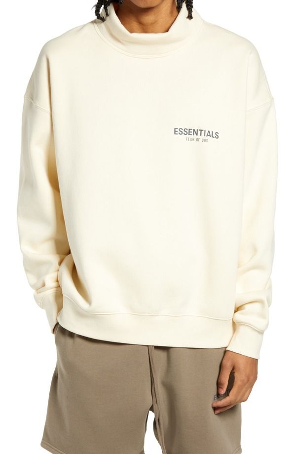 パクサン レディース アウター パーカー・スウェット モックネック シャツ ロゴ PacSun Fear of God Essentials Unisex Logo Mock Neck Sweatshirt Cream クリーム
