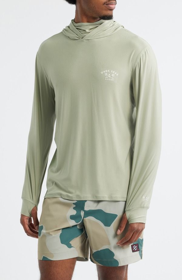 ダークシーズ メンズ トップス Tシャツ ミニ DARK SEAS Bimini Long Sleeve Hooded TShirt Moss