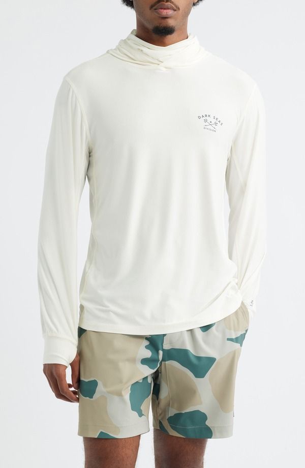ダークシーズ メンズ トップス Tシャツ ミニ DARK SEAS Bimini Long Sleeve Hooded TShirt Off White オフホワイト