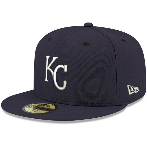 ニューエラ メンズ アクセサリー 帽子 ロゴ Mens New Era Navy Kansas City Royals White Logo 59FIFTY Fitted Hat Navy ネイビー