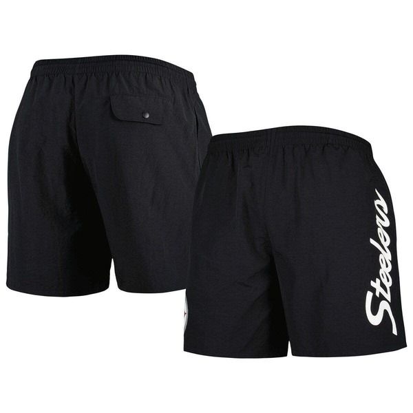 ミッチェルネス メンズ ボトムス ハーフパンツ・ショーツ ナイロン Tシャツ ショートパンツ Mens Mitchell Ness Black Pittsburgh Steelers Team Essentials Nylon Shorts Black ブラッ
