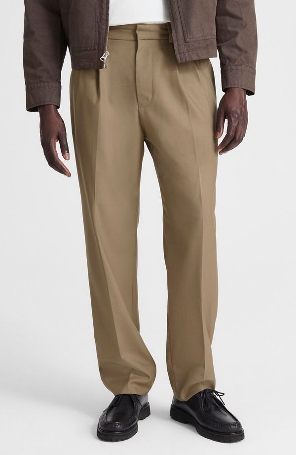 メイドウェル メンズ ボトムス カジュアルパンツ プリーツ ウール Madewell Double Pleated Wool Blend Twill Pants Desert Brown ブラウン