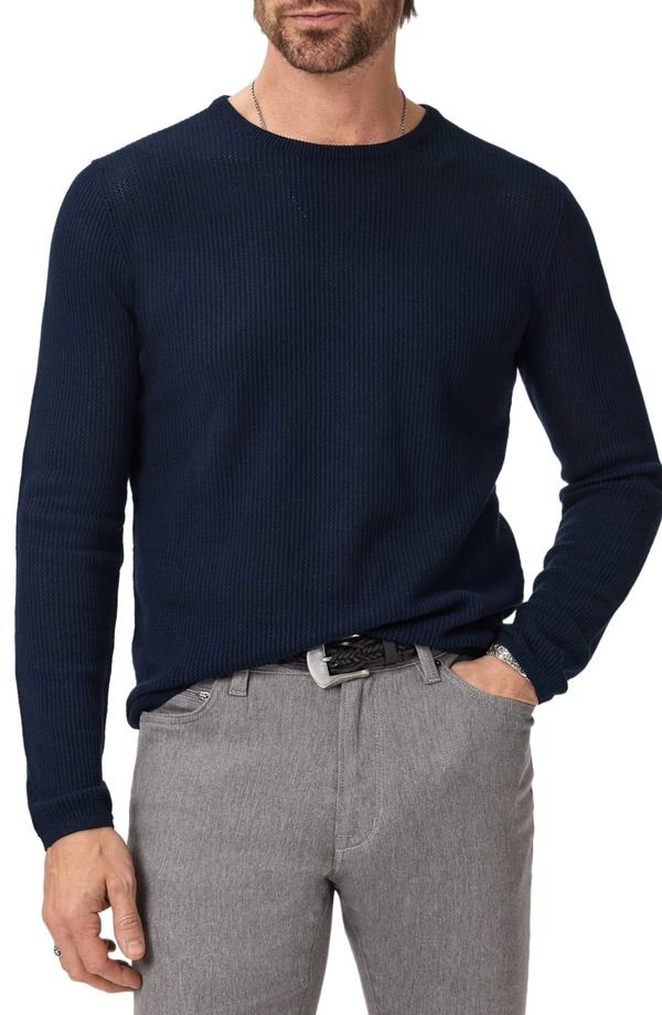 ジョンバルベイトス メンズ アウター パーカー・スウェット メッシュ セーター コットン John Varvatos Montclair Mesh Stitch Organicotton Blend Sweater Deep Blue ブルー