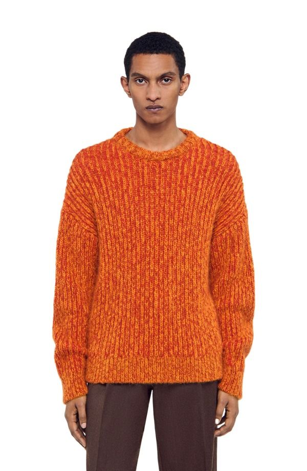 サンドロ メンズ アウター パーカー・スウェット セーター 長袖 SANDROund neck longsleeve sweaterust ラスト