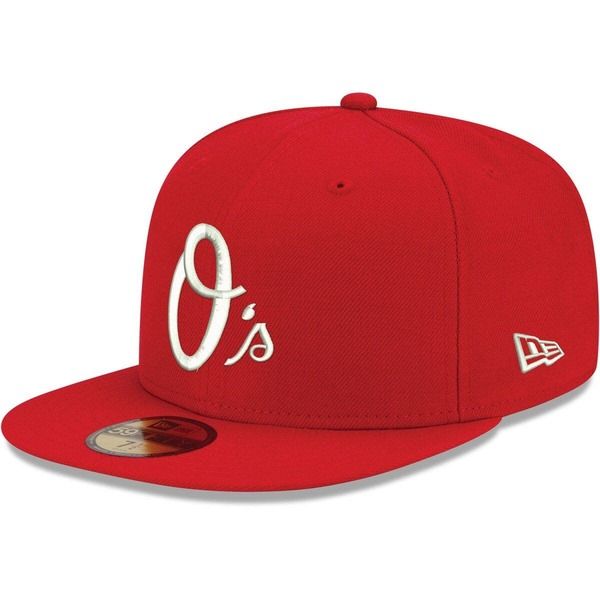 ニューエラ メンズ アクセサリー 帽子 ロゴ Mens New Era Red Baltimore Orioles White Logo 59FIFTY Fitted Hat Red レッド