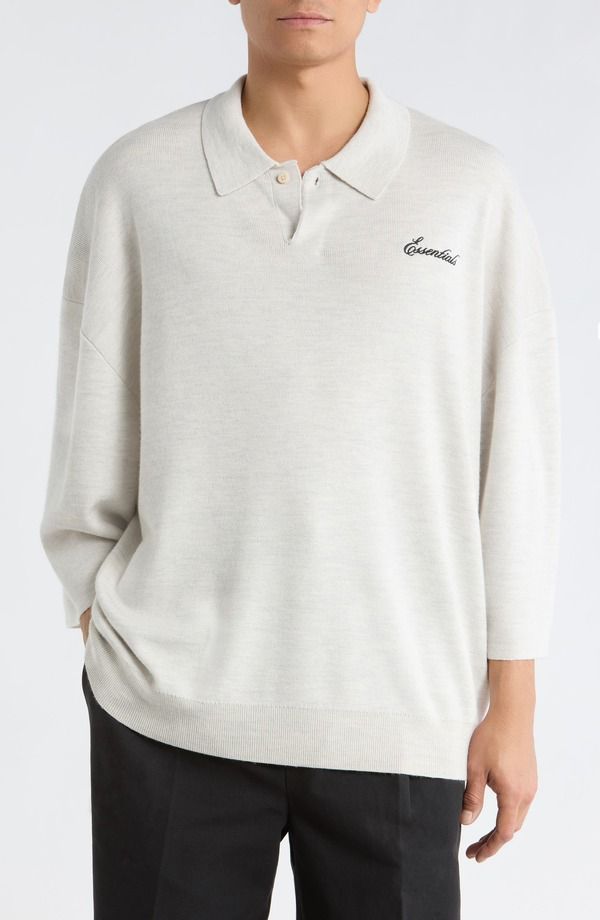フィアオブゴッド メンズ アウター パーカー・スウェット ポロシャツ ウール セーター Fear of God Essentialsignature Wool Polo Sweater Heather Oatmeal ヘザー