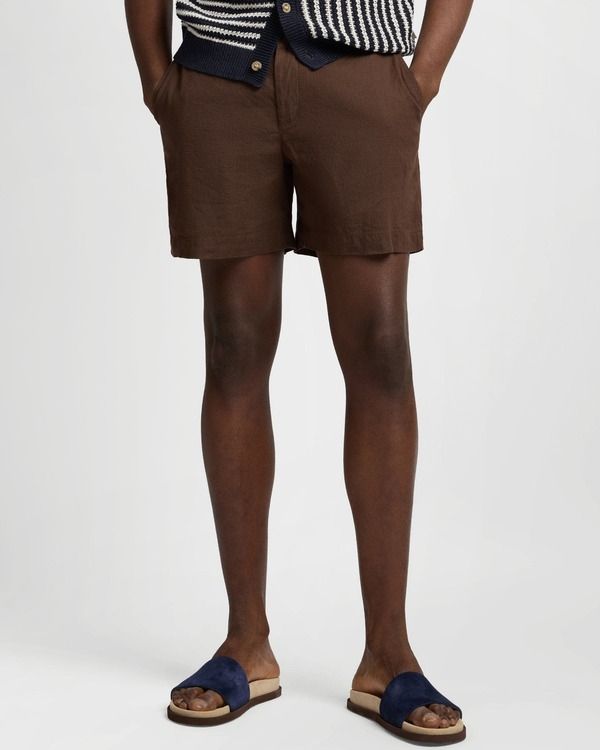 オニア メンズ ボトムス ハーフパンツ・ショーツ リネン Onia Stretch Linen 6 Short Espresso