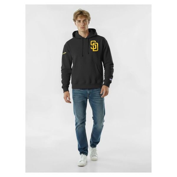 チャンピオン メンズ アウター パーカー・スウェット Mens Champion Black San Diego Padres Reverse Weave Chenille Hoodie Black ブラック