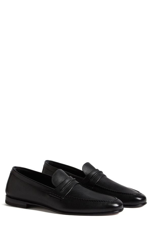 ゼニア メンズ シューズ スリッポン・ローファー レザー ZEGNA Black Natural Grain Leather Driving Loafer Black ブラック