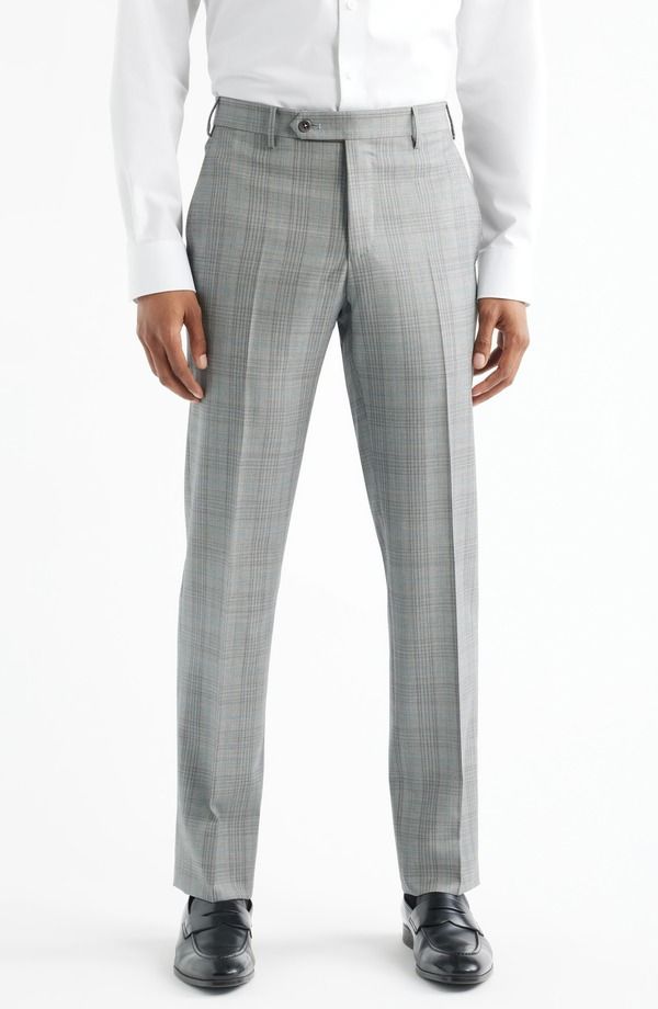 ザネッラ メンズ ボトムス カジュアルパンツ ウール Zanella Parker Flat Front Plaid Wool Dress Pantstone ストーン