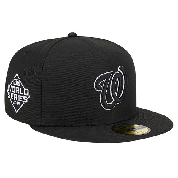 ニューエラ メンズ アクセサリー 帽子 ロゴ Mens New Era Black Washingtonationals Logo 59FIFTY Fitted Hat Black ブラック
