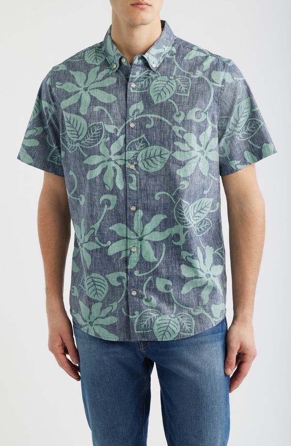 レインスプーナー メンズ トップス シャツ フラワー柄 コットン ダウン フラワー Reyn Spooner Tiare Pareau Floral Cotton ButtonDown Shirt Navy ネイビー