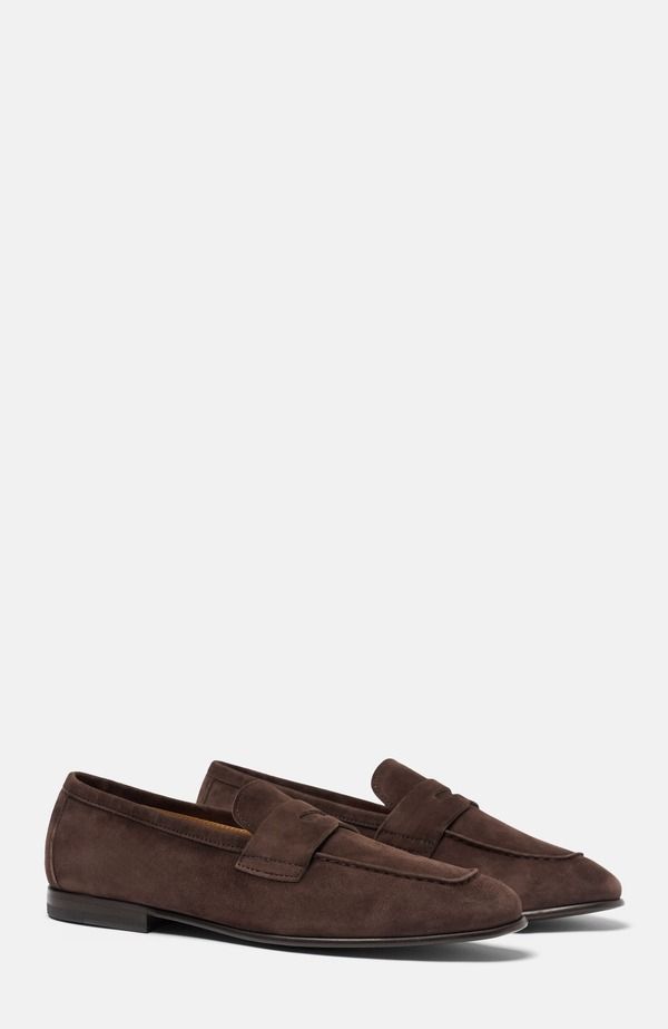 スカロッソ メンズ シューズ スリッポン・ローファー SCAROSSO Gregory Loafers Brown Suede ブラウン