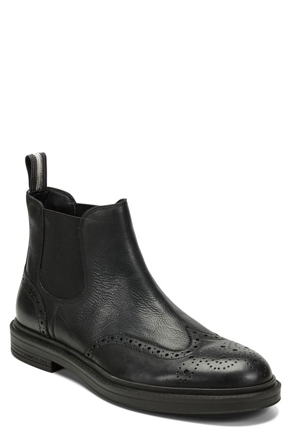 ケネスコール メンズ シューズ ブーツ・レインブーツ ウィングチップ チェルシーブーツ チェルシー Kenneth Cole New York Frank Wingtip Chelsea Boot Black Charcoal Silver ブラック