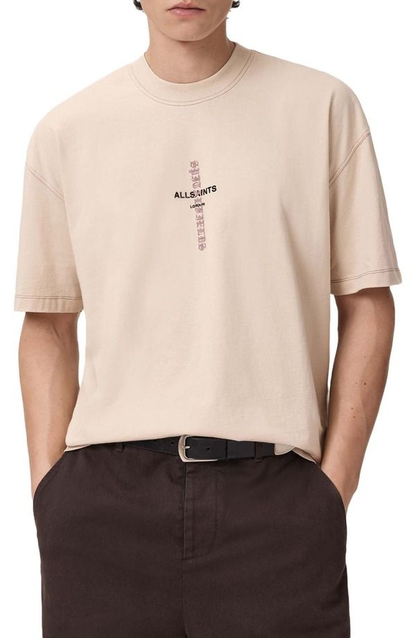 オールセインツ メンズ トップス Tシャツ 刺繍 グラフィック AllSaints Knox Embroidered Graphic TShirt Phantom White ホワイト
