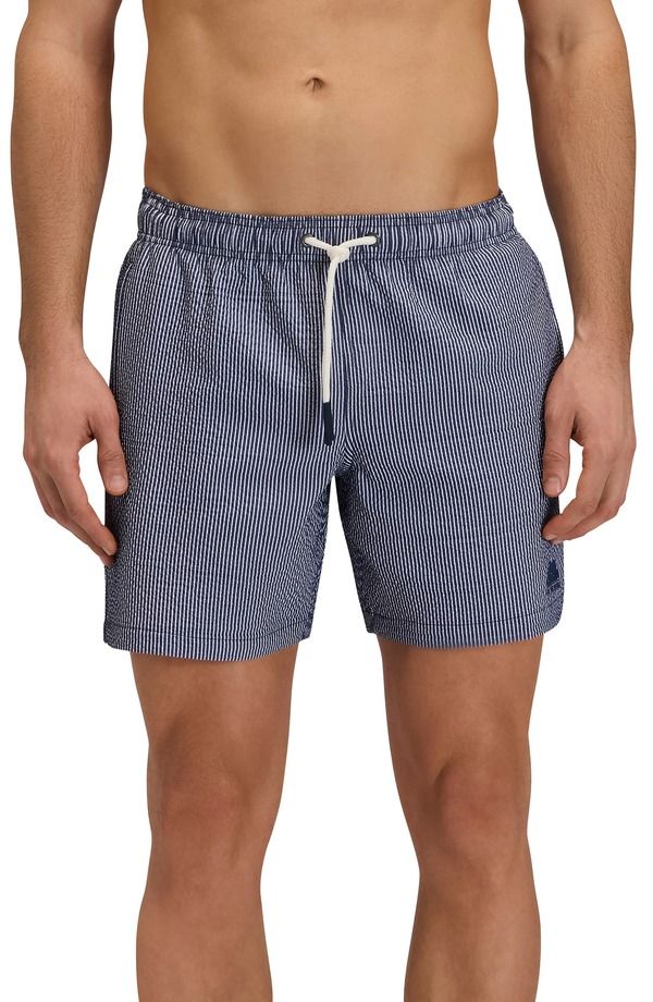 サンデッキ メンズ 水着 ハーフパンツ・ショーツ Sundek Stripe Seersucker Swim Trunks Dark Navy ネイビー