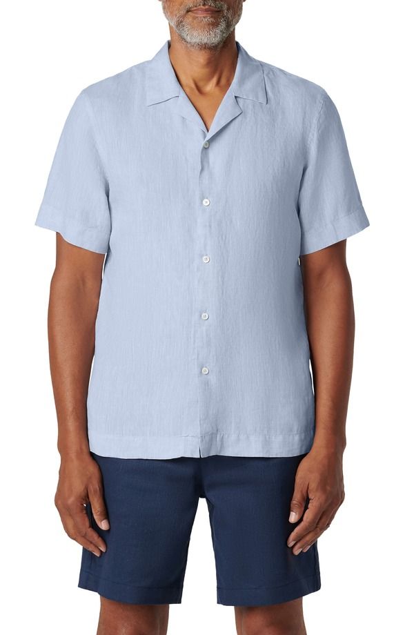 ブガッチ メンズ トップス シャツ リネン Bugatchi Linen Camp Shirt Sky