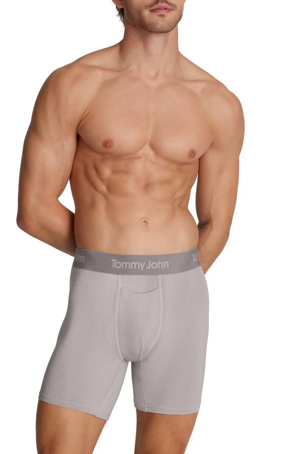 トミージョン メンズ アンダーウェア ボクサーパンツ Tommy John Second Skin Luxe Rib 6Inch Boxer Briefs Ash アッシュ