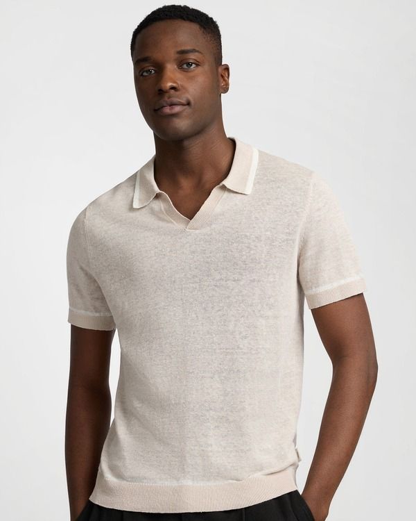 オニア メンズ アウター パーカー・スウェット ポロシャツ リネン Onia Linen Johnny Collar Polo StoneWhite ホワイト
